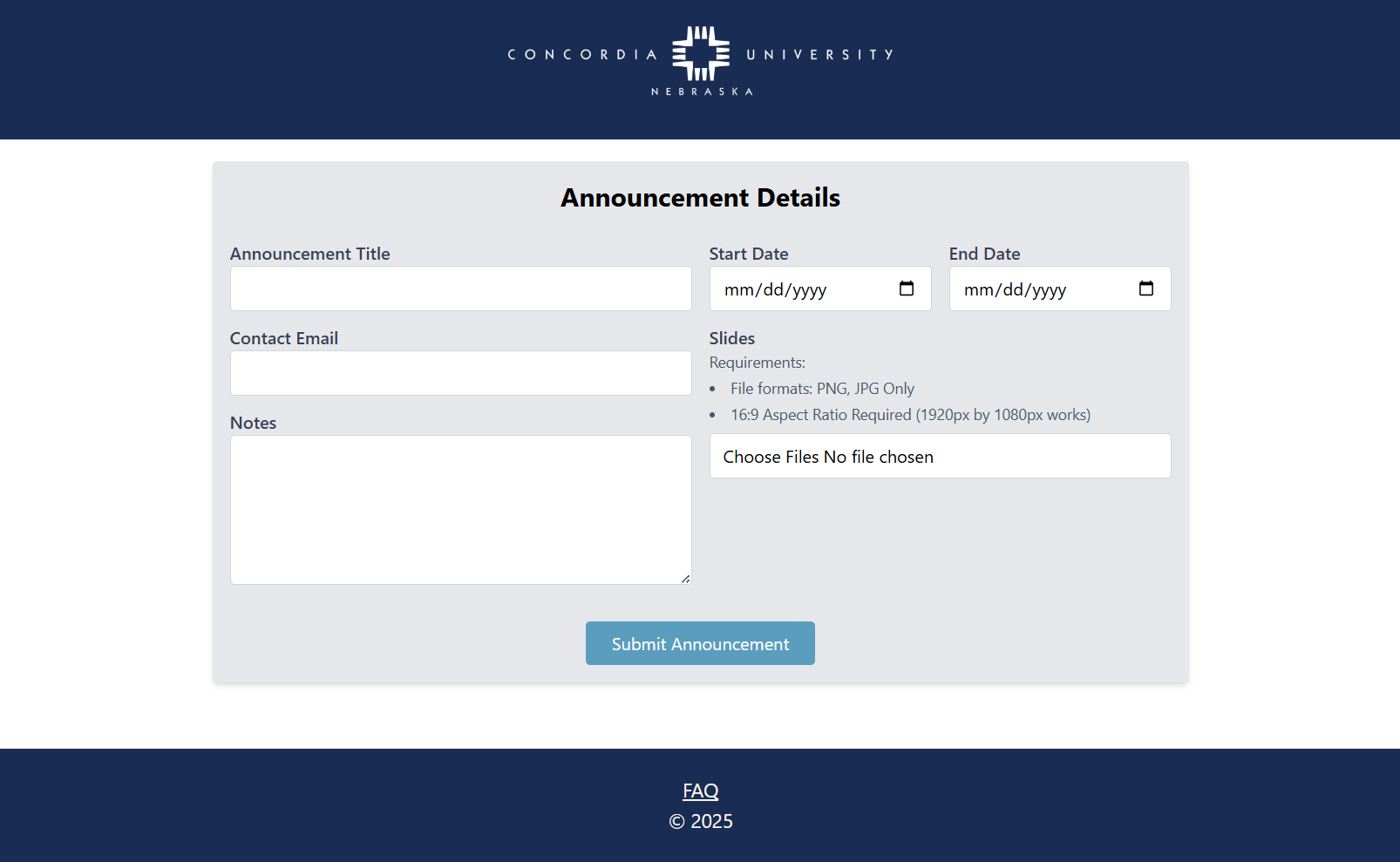 CUNE Announcement Submission Form