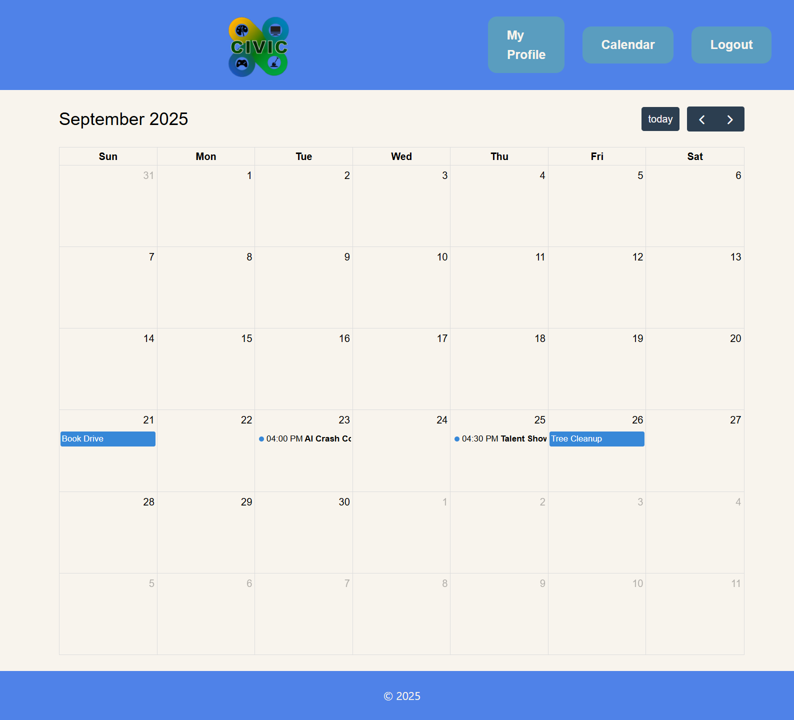 CIVIC Event Calendar