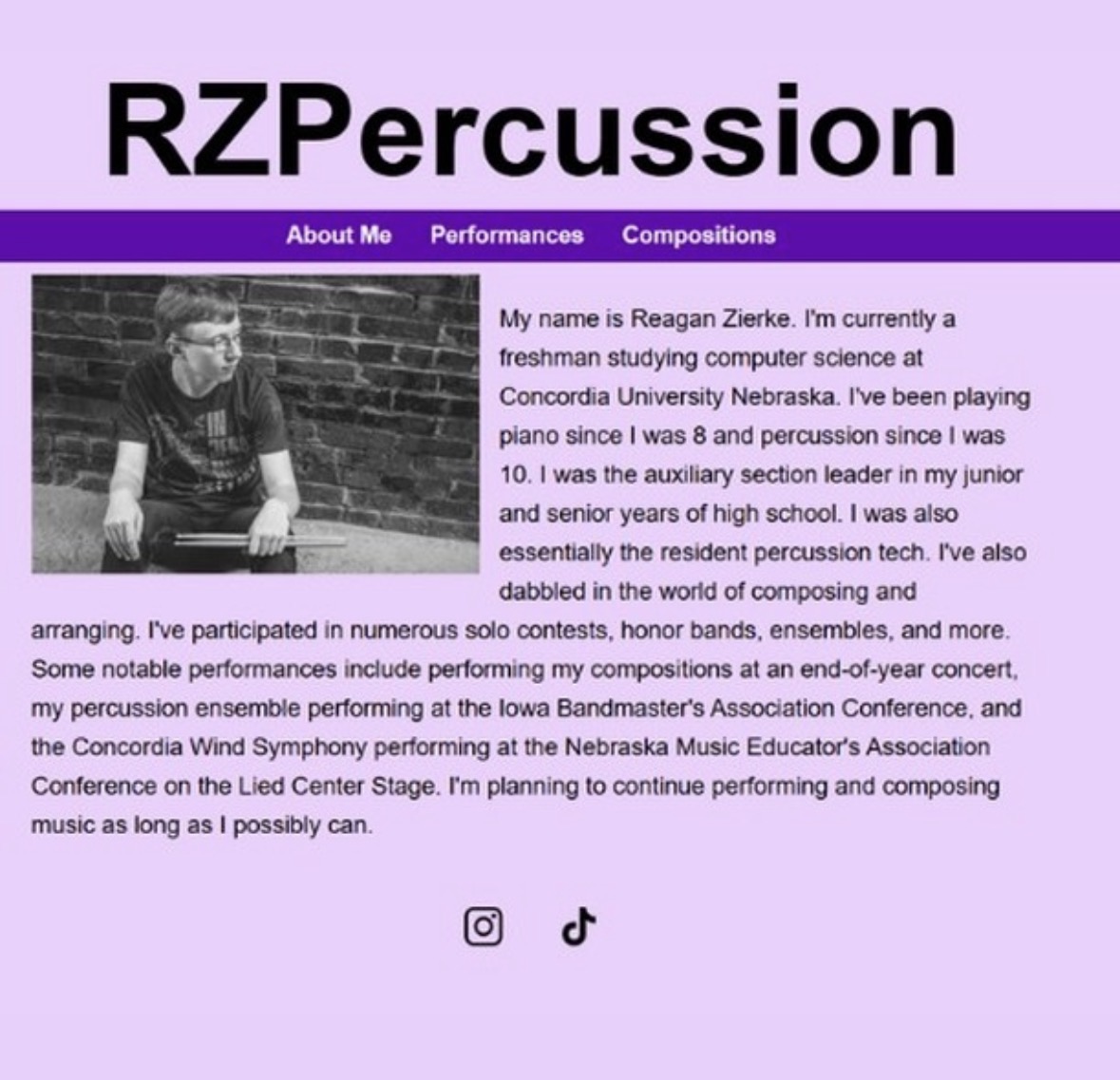 About page for original RZPercussion Site